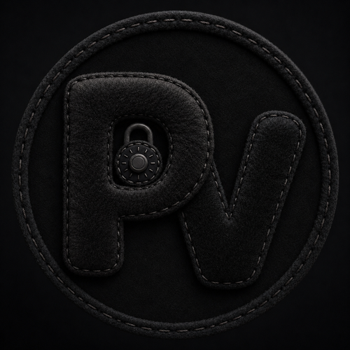 Plush Vault PV logo, black variant